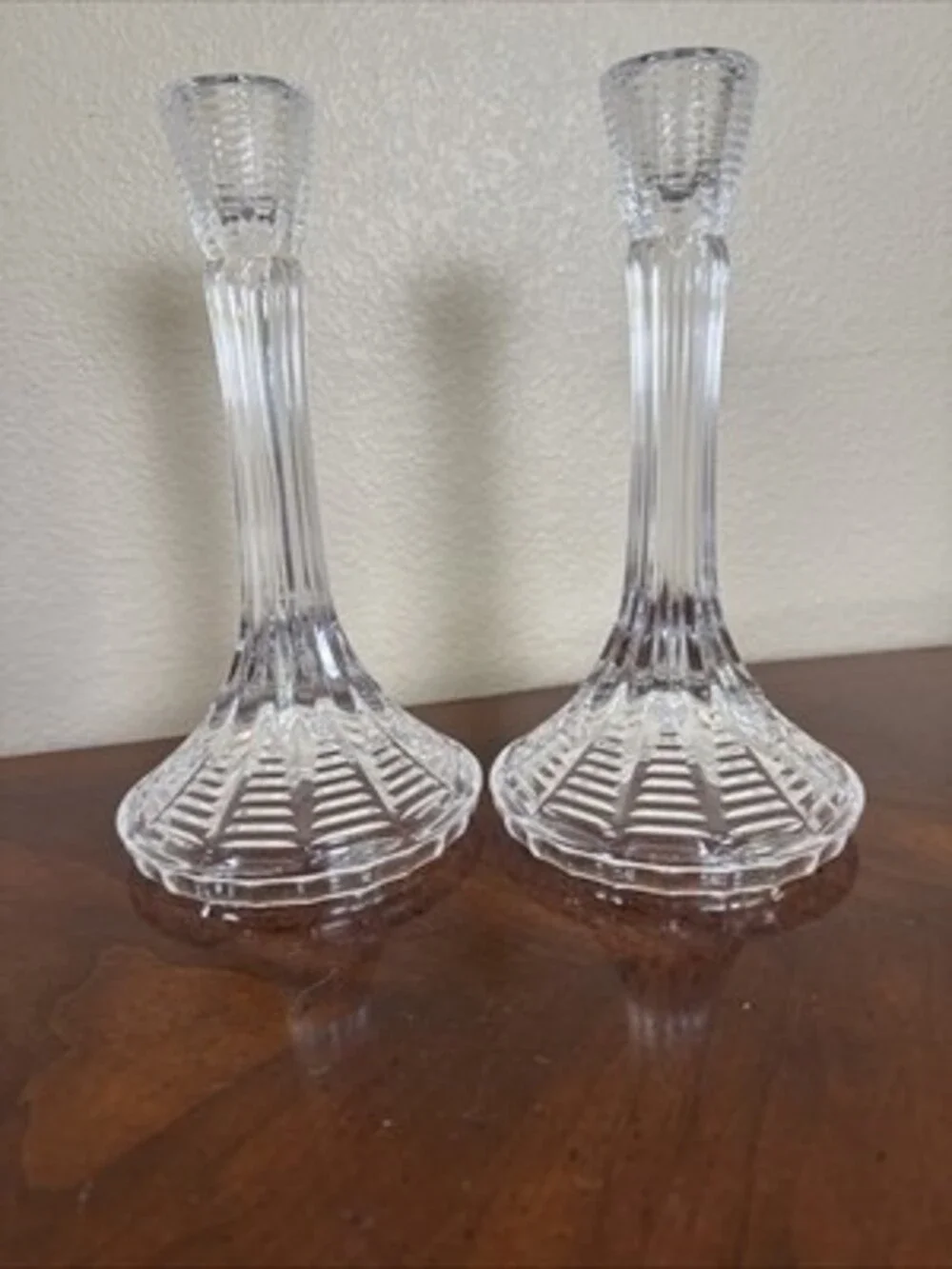 Vintage Crystal Candle Holders by Royal Crystal Rock Set of 2 Italy